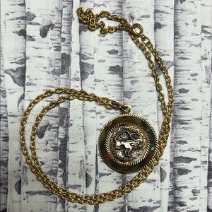 Gold Capricorn Pendant Costume Necklace